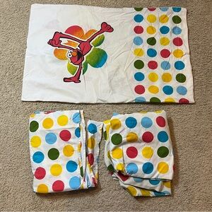 2006 Sesame Street Elmo Pola Dot Twin Sheet Set Flat Fitted Bedding Pillowcase